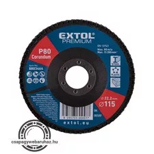 lamellás csiszoló acél, Alu, műa. és fa munkadarabok csiszolására, 115×22mm; P100, kúpos,max.:13.200 ford./perc, EN13743