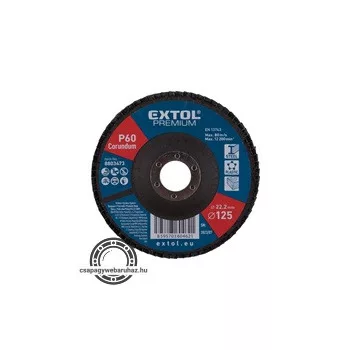   lamellás csiszoló acél, Alu, műa. és fa munkadarabok csiszolására, 125×22mm; P80, kúpos, max.:12.300 ford./perc, EN13743