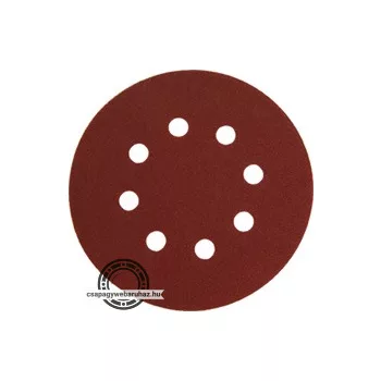   csiszolókorong vászon, lyukas klt. 10db, 125mm, 8 db lyukkal, P40-es, tépőzáras, 407202, 8894201 és 8894202-höz