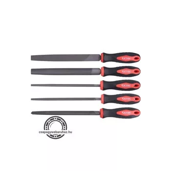   fémreszelő klt., 5 db (lapos, félkerek, kerek, háromszög, négyszög), 200mm, T12 acél,  vágat 2, finom,  TPR gumis műa.