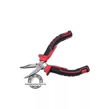   hajlított csőrű fogó, mini; 125 mm, kétszínű műanyag nyél, rugós