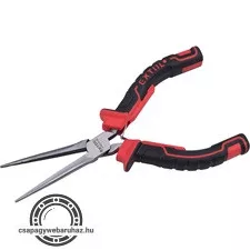 hosszú csőrű fogó, mini; 150 mm, kétszínű műanyag nyél, rugós