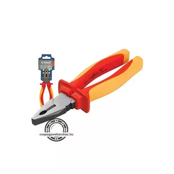   kombinált fogó, 160mm, szigetelt,1000V VDE, DIN ISO 5746, CV, duál piros/sárga nyél, akasztós szerszámtartó