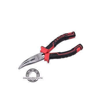   hajlított csőrű rádiós fogó; 160mm, duál  vörös/fekete, TPR nyél, akasztós szerszámtartó