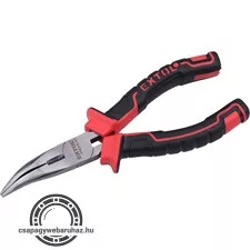 hajlított csőrű rádiós fogó; 160mm, duál  vörös/fekete, TPR nyél, akasztós szerszámtartó