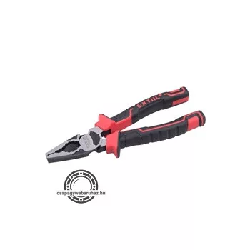   kombinált fogó, 180mm, duál vörös/fekete TPR nyél, 20% extra erőkifejtés, akasztós szerszámtartó