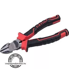 oldalcsípő fogó, 160mm, duál vörös/fekete TPR nyél, 20% extra erőkifejtés, akasztós szerszámtartó