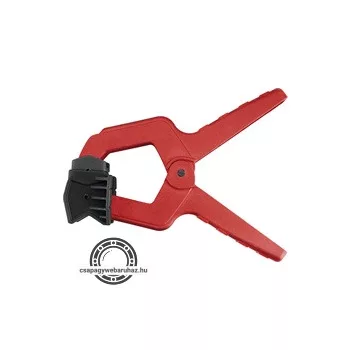   asztalos csipesz, 3 az 1-ben funkció: 2 sík, 1sík+1domdorú, derékszög szorítás; hossz: 155mm, max nyitás: 50mm, műanyag