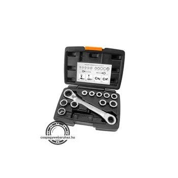   racsnis csillagkulcs klt. 11db; cserélhető betétekkel: 8-19mm CrV. 72 foggal, 2 irányú forgás