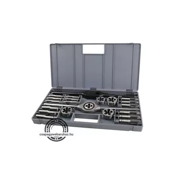   menetfúró- és menetmetsző klt., 23 db; M12-M14-M16-M18-M20+hajtóvas+befogó, ötvözött szerszámacél, műanyag koffer