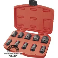 gépi (impakt) dugófej klt. 1/2", 10db, 9-27mm × 37 mm ; feketített, műanyag tartóban