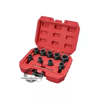  Csavarkiszedő készlet TWIST 3/8" befogás, 9db fej: 10, 11, 12, 13, 14, 15, 16, 17, 19mm, 1 db kiütőrúd, CrMo, műanyag kofferben EXTOL 8818141
