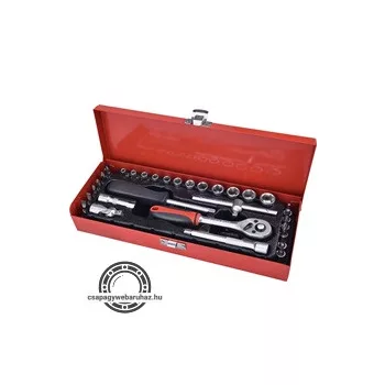   dugókulcs klt., CV., racsnis 45fog ; 1/4" 30db, normál (4-14mm) dugófejek, bitdugófej (-, +, imbusz, torx), fém doboz