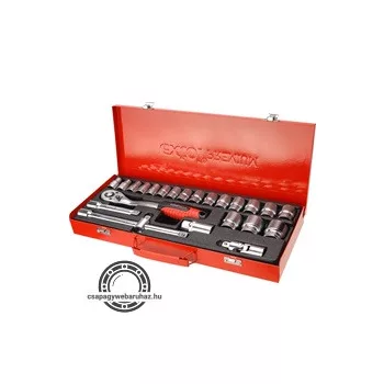  dugókulcs klt., CV., racsnis 45fog ; 1/2" 24db, 10-32mm, fém doboz