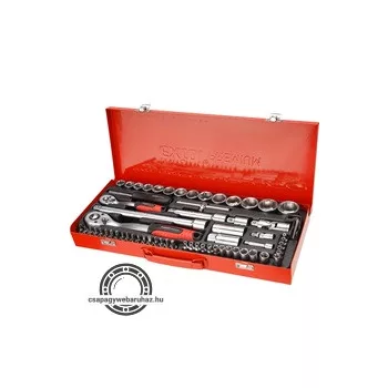  dugókulcs klt., CV., racsnis 45fog ; 1/4" és 1/2", 65db, dugófejek (4-32mm), bitek, fém doboz