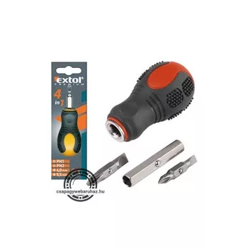   marokcsavarhúzó, 2db cserélhető, kétoldalas rövid szárral (lapos: 4mm, 5,5mm; PH1, PH2), CV.