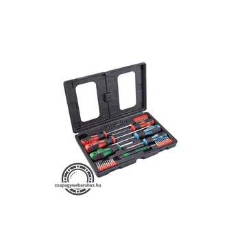   csavarhúzó és BIT klt., 47 db; lapos: 5,5×38, 5,5×100, 6,5×125mm és 8×150mm, PH1×75, PH2×38 és PH2×125, CV., műanyag tar