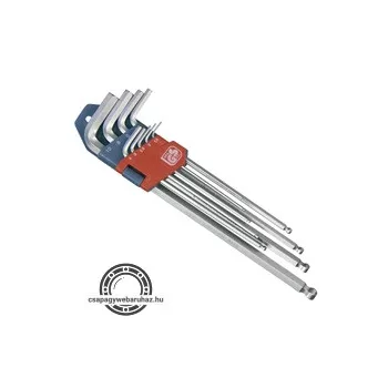   imbuszkulcs klt., 9db, extra hosszú; gömbfej, 9db 1,5-10mm, CV., 95-237mm