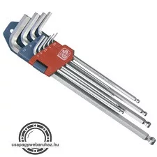 imbuszkulcs klt., 9db, extra hosszú; gömbfej, 9db 1,5-10mm, CV., 95-237mm