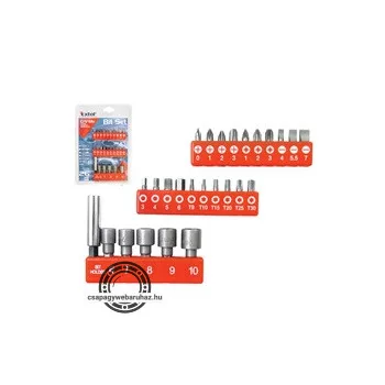   bit klt. 26db CV.-Mo ; PH,PZ,lapos,torx, hexagonális, mágn. bittartó, dugókulcsok