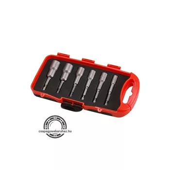   behajtó klt. hatlapfejű csavarhoz 6db, 6-13mm (6-7-8-10-12-13mm), 65mm hossz, 1/4" hatszög befogás, mágneses, Cr.V.