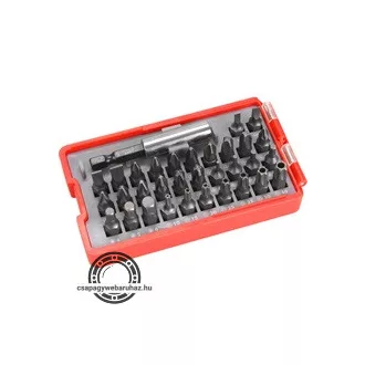   Behajtó készlet 33 db Cr.V., lapos:3-6mm, PH1-3, PZ1-3, HEX 1,5-6mm, TTa 10-40,  övre akasztható műanyag tartóban EXTOL 8819641