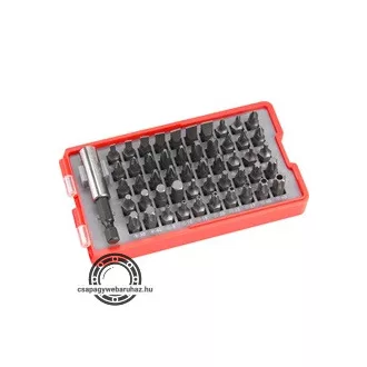   Behajtó készlet 51 db Cr.V., lapos:3-7mm, PH0-3, PZ0-3, HEX 1,5-6mm, T és TTa 8-40,  övre akasztható műanyag tartóban EXTOL 8819642