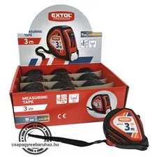 mérőszalag, gumírozott, 1 stoppos, 3m×19mm