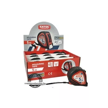 mérőszalag, gumírozott, 1 stoppos, 5m×19mm