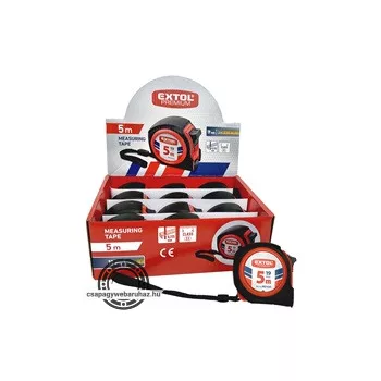 mérőszalag, gumírozott, 1 stoppos, 5m×19mm