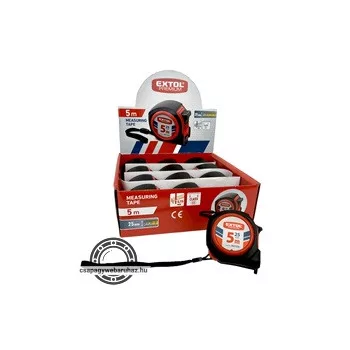 mérőszalag, gumírozott, 1 stoppos, 5m×25mm