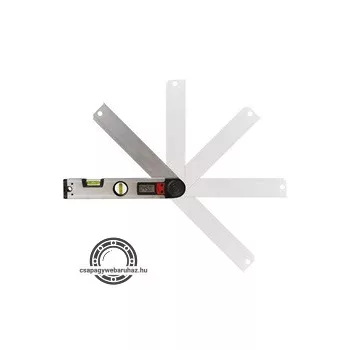   vízmérték, digitális szögmérővel,  305mm, 2 libella, ±0,5mm/1m, illetve 0-225°, ±0,3°,  LCD kijelző