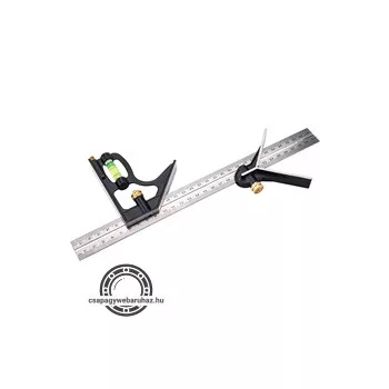   asztalos kombinált derékszög/vízmérték/vonalzó, többfunkciós, 300 mm, ALU/Inox, mm beosztás, 0°-45°-90° beosztás