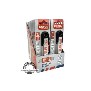   pótpenge tapétavágó késhez, 10 db, 18×100×0,5 mm, törhető, SK4 acél, HRC >64, tripla vágóél