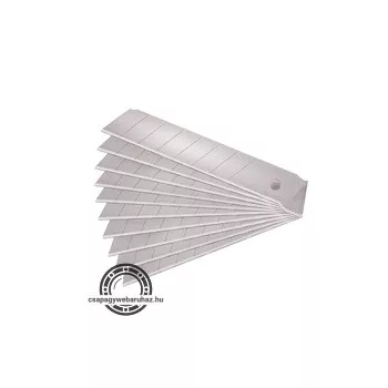   pótpenge tapétavágó késhez, 10 db, 25×126×0,7 mm, törhető, SK4 acél, HRC >64, tripla vágóél