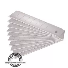 pótpenge tapétavágó késhez, 10 db, 25×126×0,7 mm, törhető, SK4 acél, HRC >64, tripla vágóél