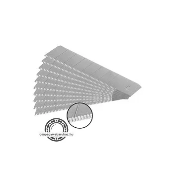  pótpenge tapétavágó késhez, 10 db, 18×100×0,5 mm, törhető, SK5 acél, HRC >64, fogazott vágóél