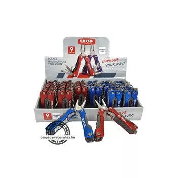   multifunkciós rozsdamentes szerszám, késpengével, teljes/összecsukott hossz.:67/100 mm, 9 funkciós