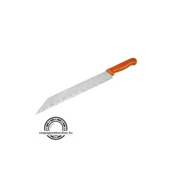   üveggyapot vágó kés, teljes/penge hossz.:480/340mm, rozsdamentes acél penge, vastagsága: 1,5mm, műanyag nyél