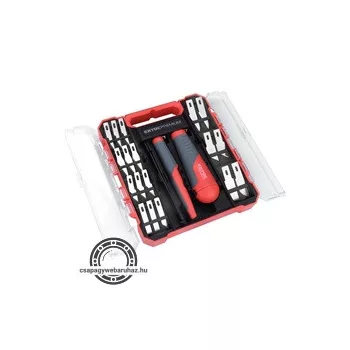 faragó kések klt., 21 db, csipesszel, műanyag dobozban