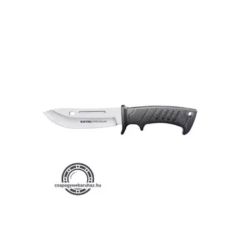   vadász- és túrakés, 3CR13 rozsdamentes acél penge, műanyag nyél, nylon tok, teljes/penge hossz: 270mm/145mm