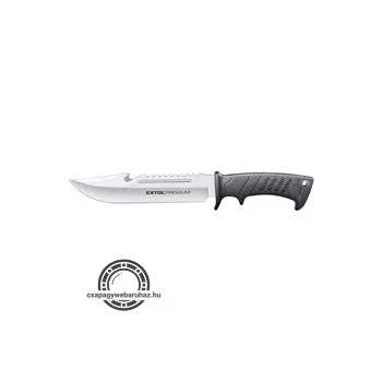   vadász- és túrakés, 3CR13 rozsdamentes acél penge, műanyag nyél, nylon tok, teljes/penge hossz: 318mm/193mm