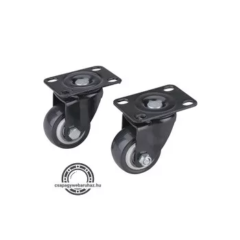   készülékgörgő 2 db, önbeálló, fekete PVC, golyóscsapággyal, 40mm, max. teherbírás: 30 kg/db