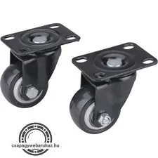 készülékgörgő 2 db, önbeálló, fekete PVC, golyóscsapággyal, 40mm, max. teherbírás: 30 kg/db