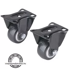 készülékgörgő 2 db, fix, fekete PVC, 40mm, max. teherbírás: 30 kg/db
