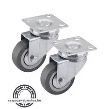 készülékgörgő 2 db, önbeálló, szürke gumi, 50mm, golyóscsapággyal, max. teherbírás: 27 kg/db