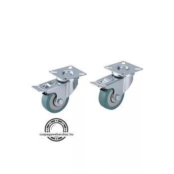   készülékgörgő 2 db, önbeálló, rögzítőfékkel, szürke gumi, 50mm, golyóscsapággyal, max. teherbírás: 27 kg/db