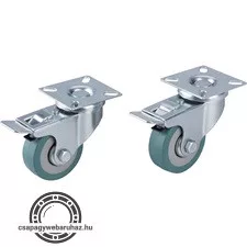 készülékgörgő 2 db, önbeálló, rögzítőfékkel, szürke gumi, 50mm, golyóscsapággyal, max. teherbírás: 27 kg/db