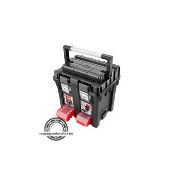   szerszámosláda profi erős, műanyag 440×350×440mm, fémcsatos, tálcával, lakatolható