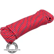 kötél, fonott, piros, 6mm×20m, PP